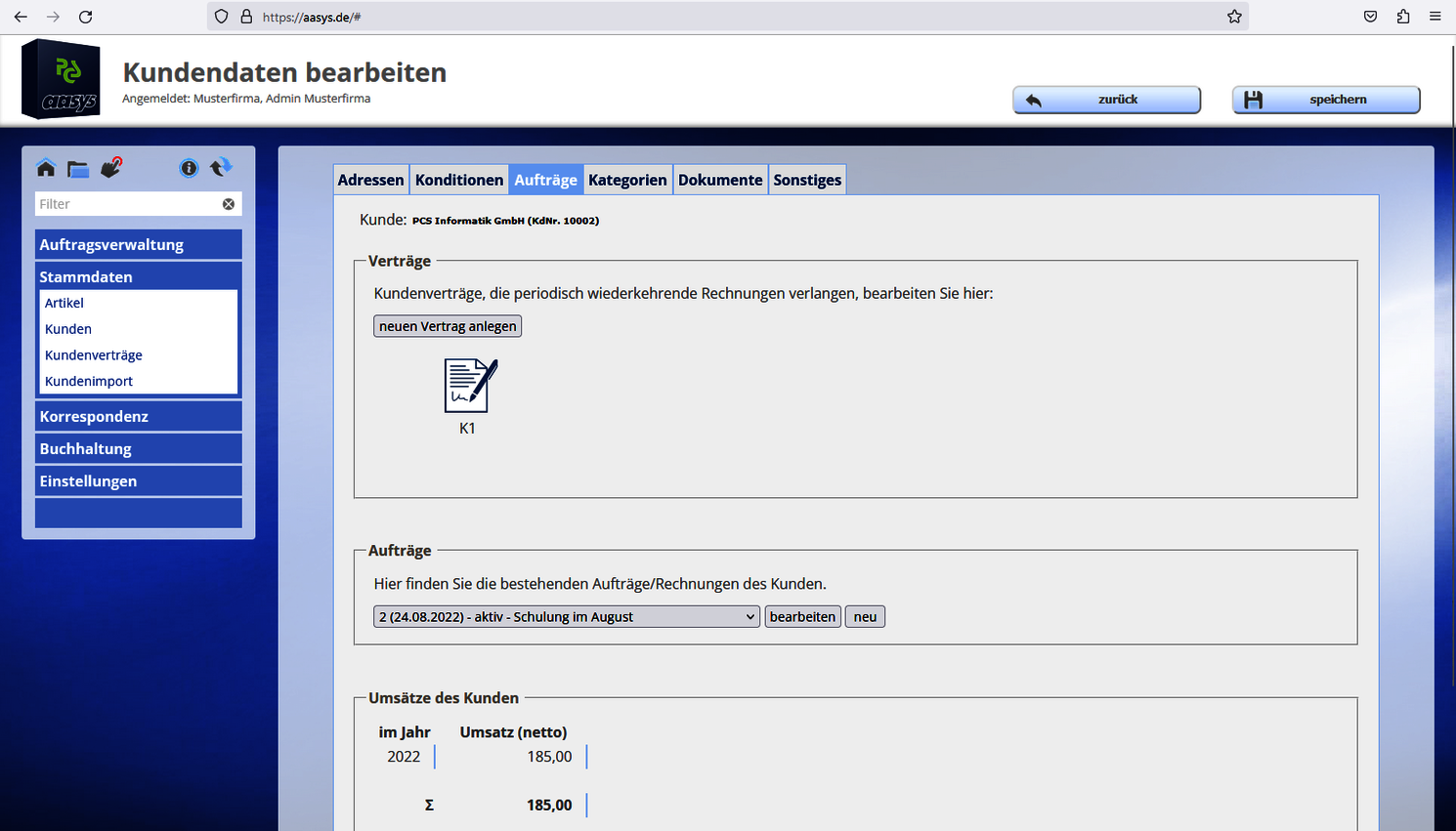 Kundenstamm / Aufträge [Register]