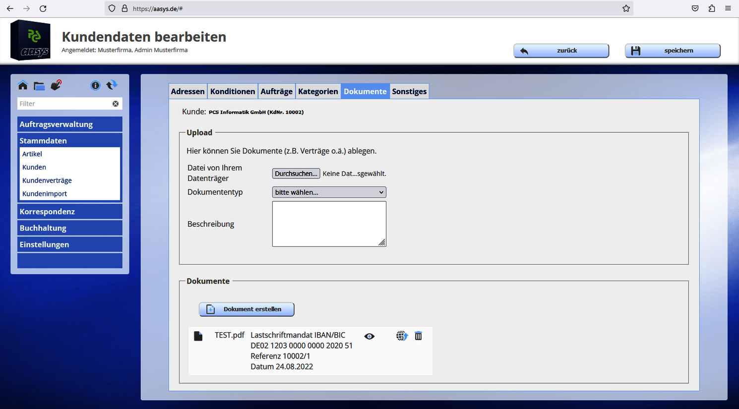 Kundenstamm / Dokumente [Register]