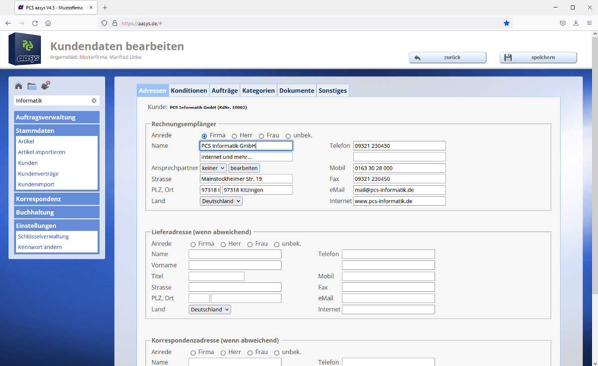 Register – Adressdaten