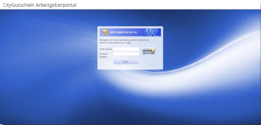 Login CityGutschein Arbeitgeberportal