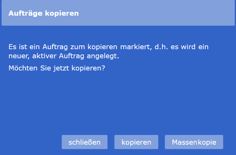 Hier wählen Sie "Massenkopie" aus.