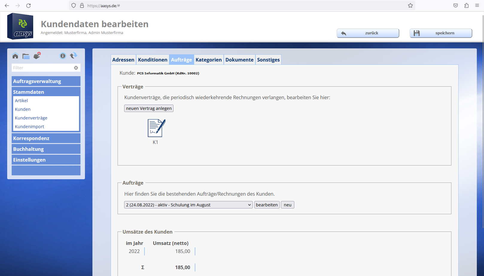 Kundenstamm / Aufträge [Register]