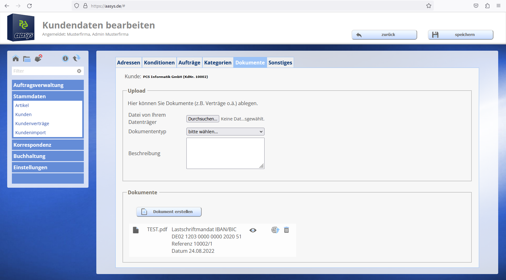 Kundenstamm / Dokumente [Register]